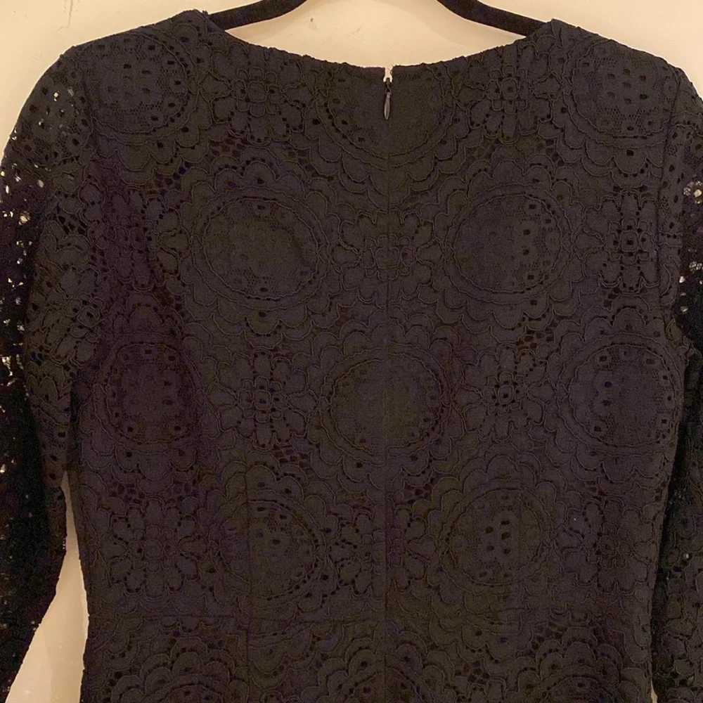 NWT LOFT black lace v-neck 3/4 sheer sleeve dress Sz 4 - Picture 7 of 12